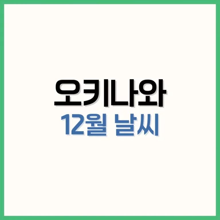 오키나와 12월 날씨 완벽 분석 | 수영부터 여행 옷차림까지 가이드 1 오키나와12월날씨